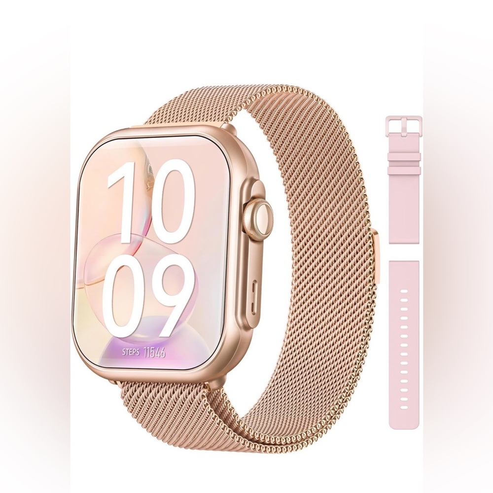 NIB Ruxingx Fitness Tracker Smart Watch,Steps,Heart,Sleep,Calls,Sports Gold/Pink